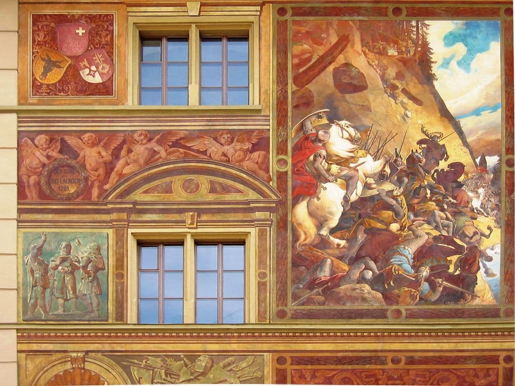 Bild 1 Rathaus Schwyz, Originalanstrich von 1891 © KEIMFARBEN
