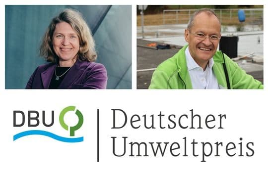 Ausgezeichnet: Umweltjuristin Dr. Roda Verheyen und Membranfilter-Ingenieur Dr. Klaus Vossenkaul erhalten 2026 den Deutschen Umweltpreis der DBU. Quelle: Felix Schmitt/Greenpeace, Markus Große Ophoff/DBU