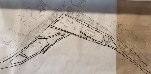 Bild 19 Ideenskizze des Architekten Martin Haas für das Raststättengebäude von Brandenburgs Alhambra Skizze von Martin Haas / Quelle ZfP