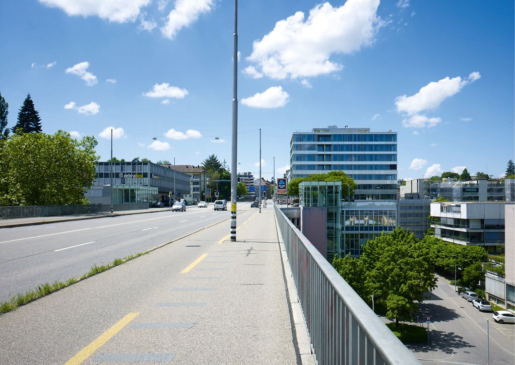 Bild 3 Der Standort ist über zwei Stadtebenen optimal erschlossen und wird im Zusammenhang mit der zukünftigen Aufwertung des Gaswerkareals weiter an Attraktivität gewinnen Quelle: Ruedi Walti