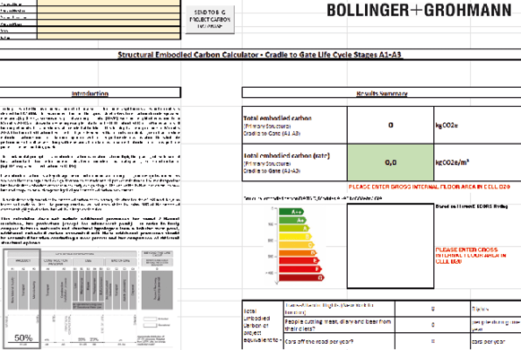 Bild 2a) Tools zur Erstellung von Ökobilanzen: a) Excel-Sheet, b) Grasshopper-Skript mit Cardinal LCA Plug-in [6], c) OneCklick­LCA [7]