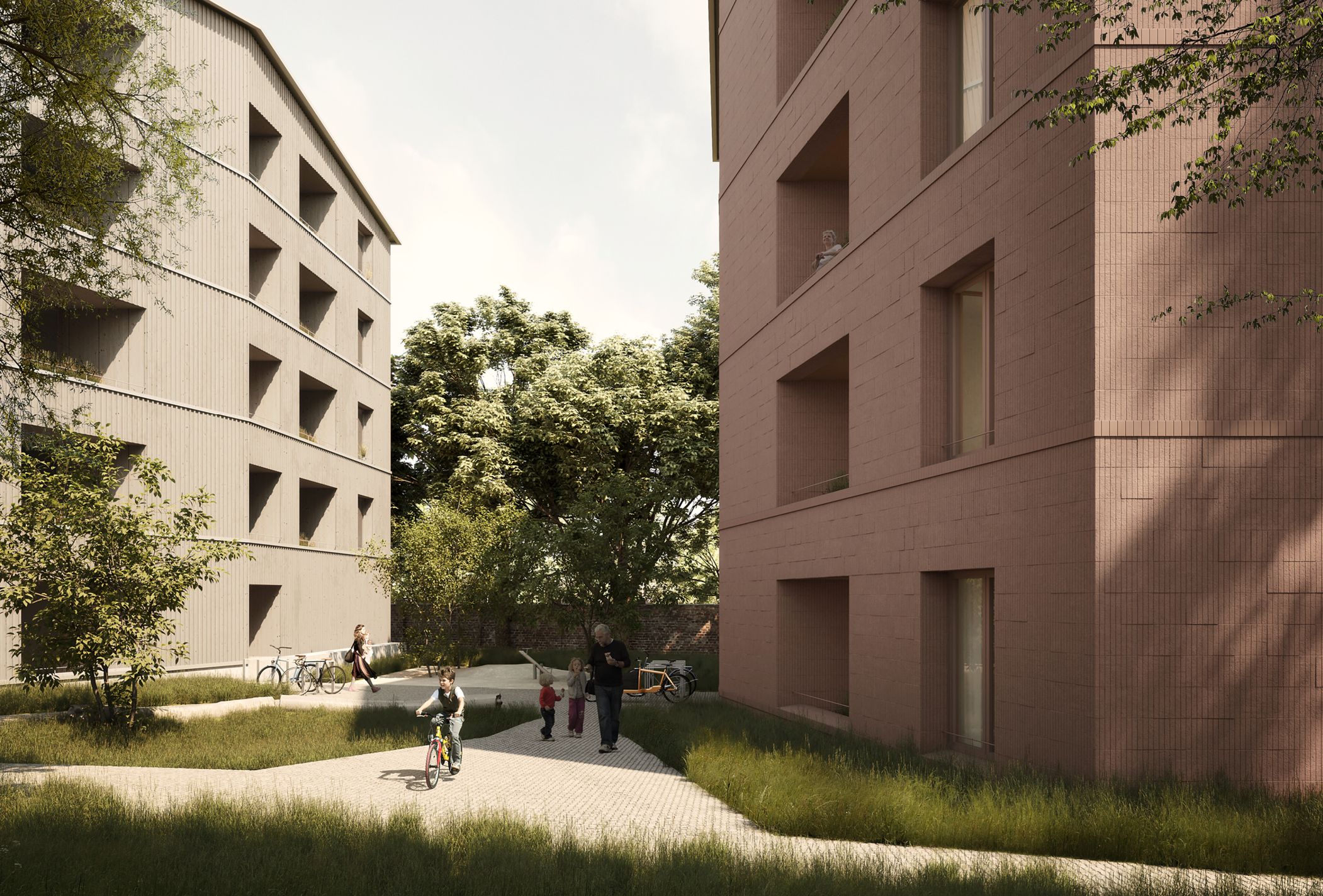 Bild 1 Alt Britz: Blick in den gemeinschaftlichen Hof, Vorentwurfsstand Quelle: Arge ZRS Architekten GvA mbH und Bruno Fioretti Marquez GmbH