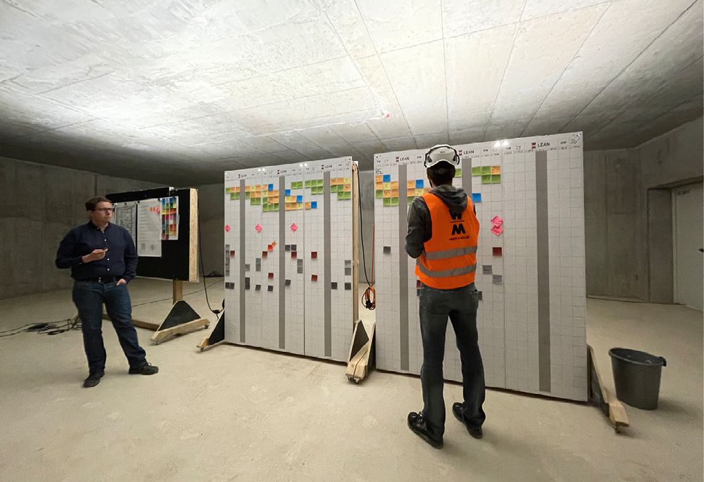 Die Methoden der Lean Construction ermöglichen es, Prozesse auf der Baustelle zu verschlanken, Probleme möglichst früh transparent zu machen und Verschwendung zu vermeiden Quelle: WOLFF & MÜLLER