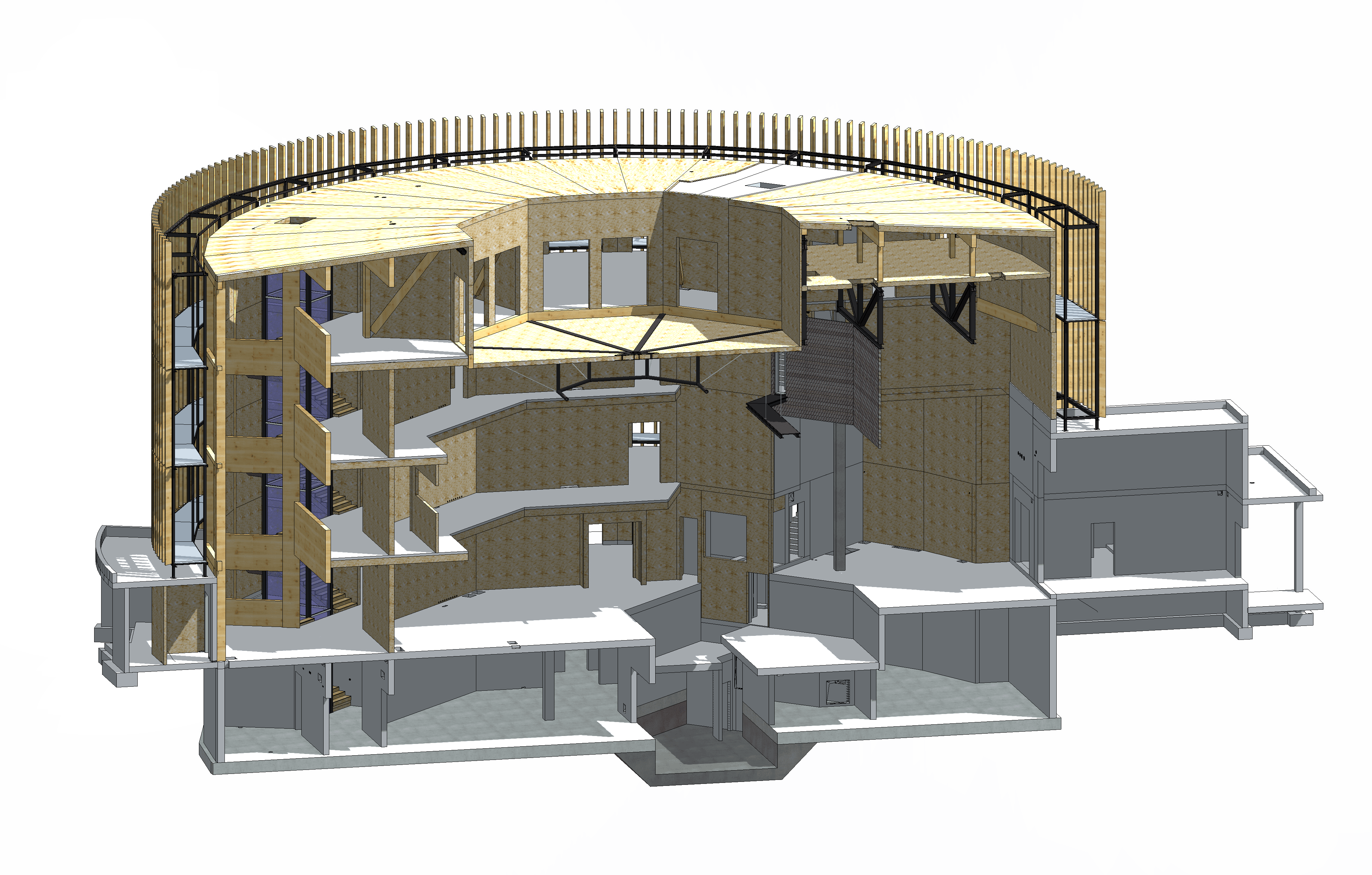 Bild 3 Querschnitt durch den Theaterbau, das Hauptgebäude Quelle: Ingenieurgruppe Knörnschild & Kollegen GmbH