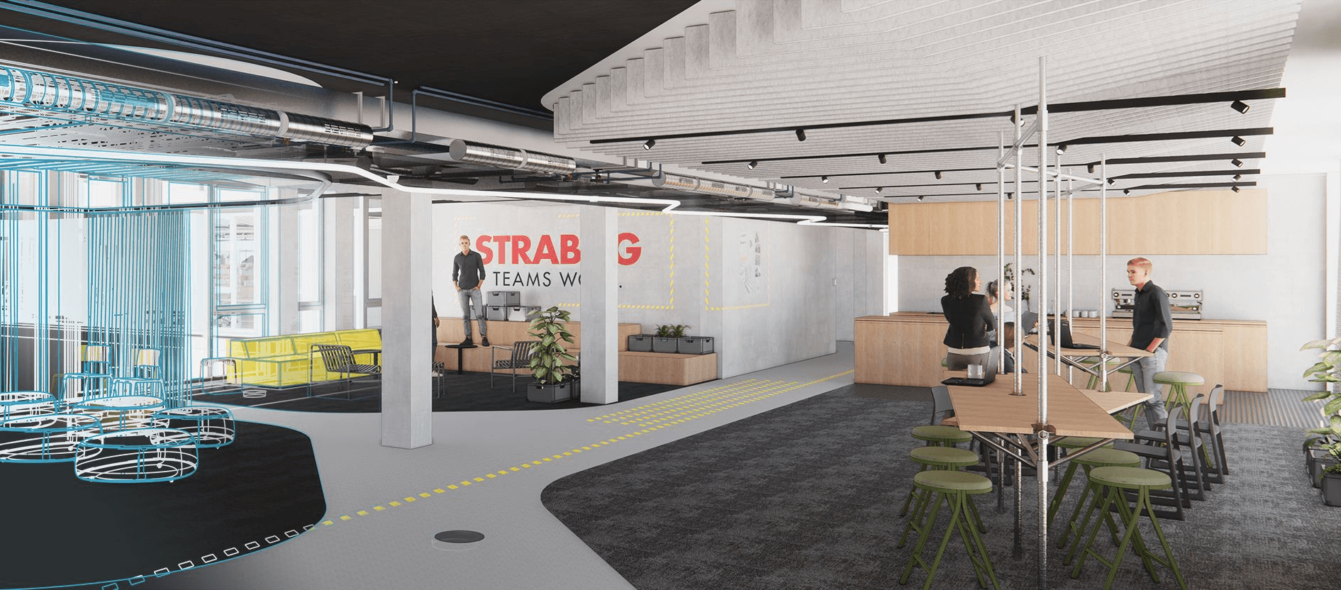 Bild 4 Innovation-Center-Rendering mit offenen TGA-Deckenmodulen