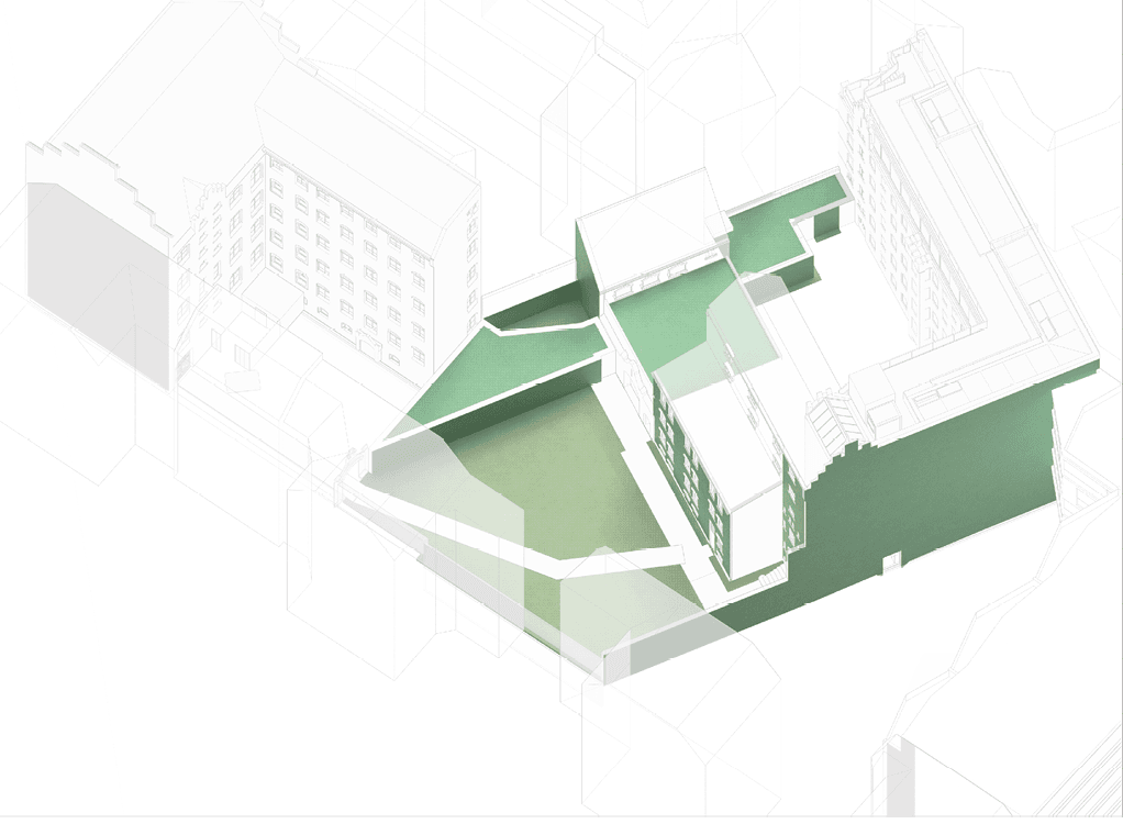 Bild 12 Das Grünkonzept betrifft drei Bereiche: den Gartenhof, die Fassaden und die Dachflächen Quelle: Grüntuch Ernst Architekte