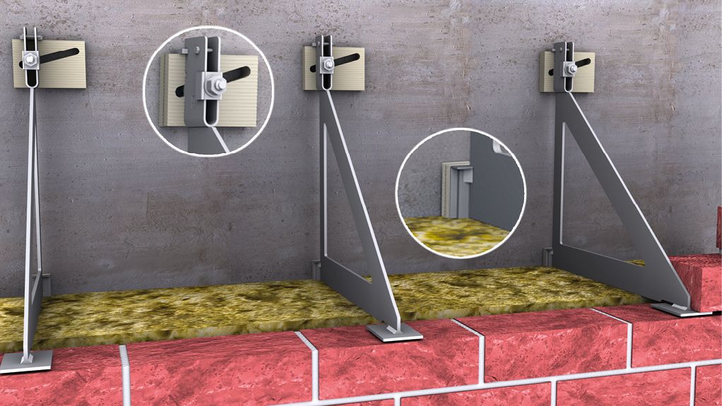 Bild 1 Thermisch getrennt – allgemein bauaufsichtlich zugelassene Tragankerköpfe von MODERSOHN mit MOSOTherm Keilscheibe und Druckplatte