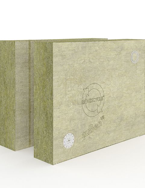 Die Putzträgerplatte Coverrock X-2 ist dank hoher Tragfähigkeit mit deutlich weniger Dübeln zu montieren und beidseitig mit einer Haftbrücke beschichtet Quelle: DEUTSCHE ROCKWOOL GmbH & Co. KG