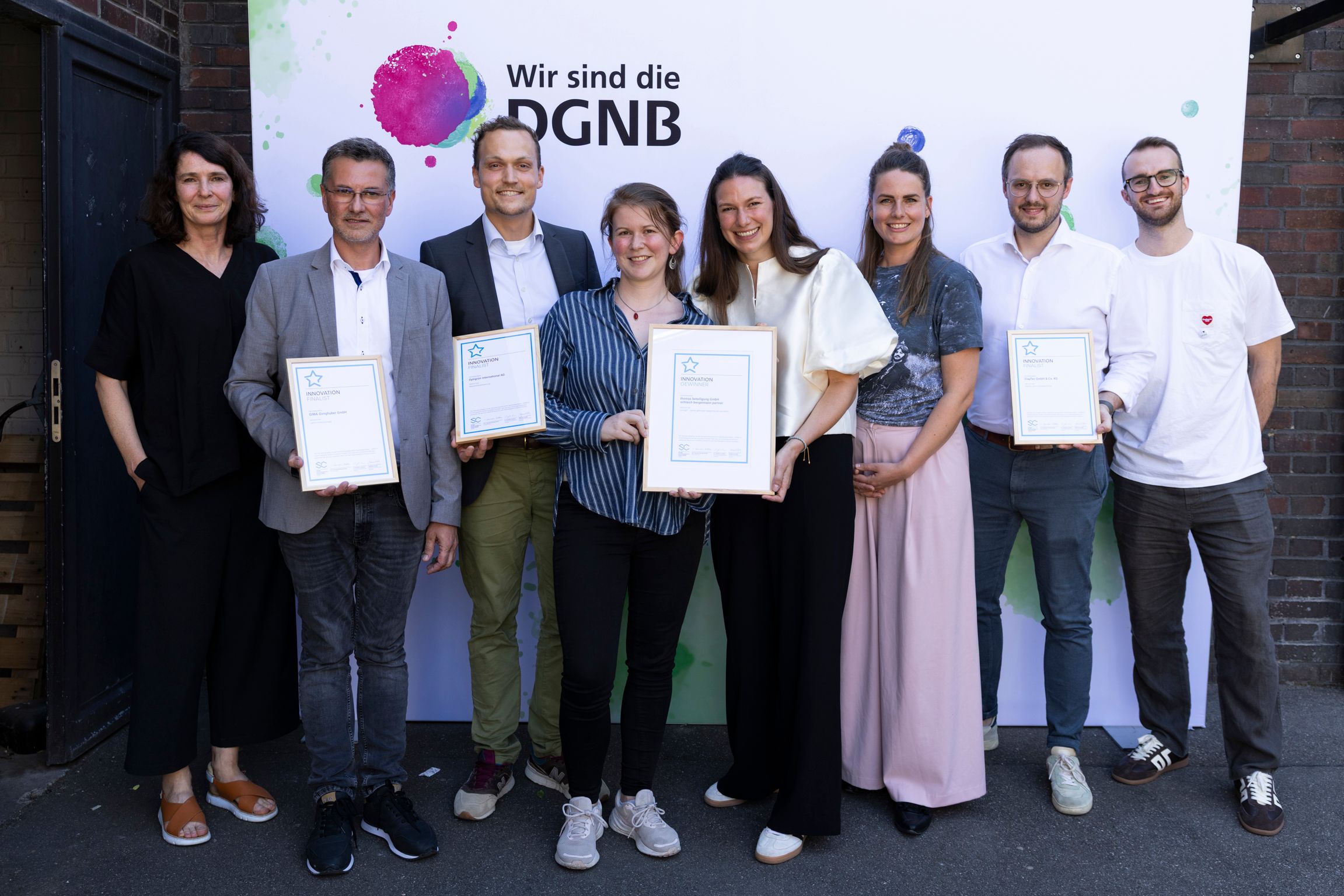 Gewinner (concap) und Finalisten der DGNB Sustainability Challenge 2026 in der Kategorie Innovation. Quelle: DGNB