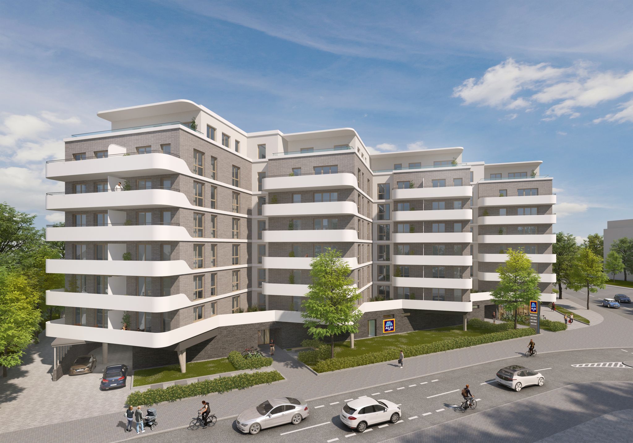 Rendering des zukünftigen Wohngebäudes mit 83 Mietwohnungen, Quelle: Goldbeck