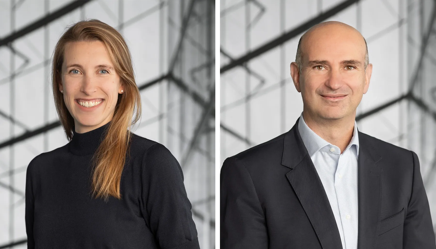 Dr.-Ing. Stefanie Weidner Vorständin der Werner Sobek AG, Stuttgart und Prof. Dr.-Ing. M.Arch. Lucio Blandini Vorsitzender des Wissenschaftlichen Beirats der Werner Sobek AG und CEO von Werner Sobek New York; Professor an der Universität Stuttgart und Leiter des ILEK; Quelle: Janine Kyofsky